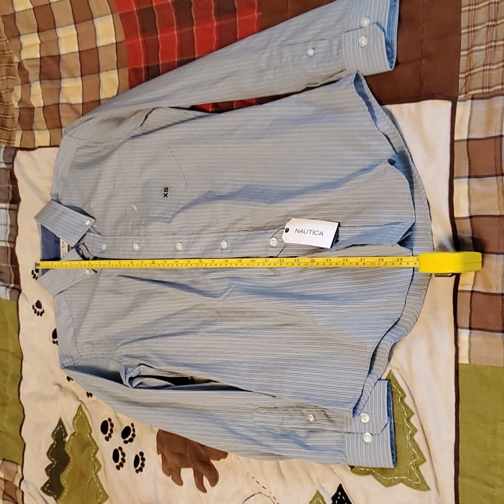 NWT! Nautica classic fit striped long sleeve dress shirt - Picture 2 of 13